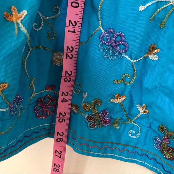 Vintage Granny Core  bright blue floral embroidered beaded shaket size medium - Picture 8 of 13